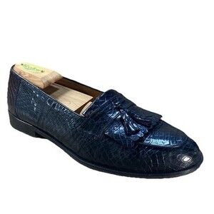 Mezlan Platinum RODEO Crocodile Loafers Mens 9.5 Spain‎ Tassel Luxury Vintage